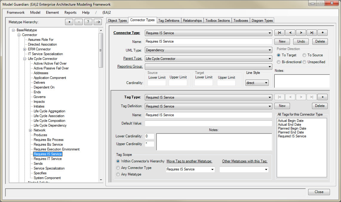 Connector Types Tab